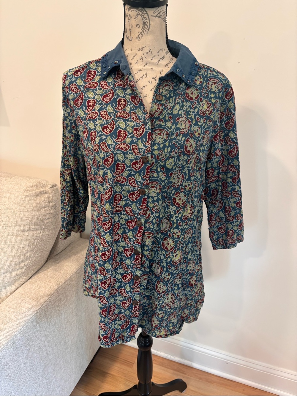 April Cornell bohemian-inspired blouse size medium